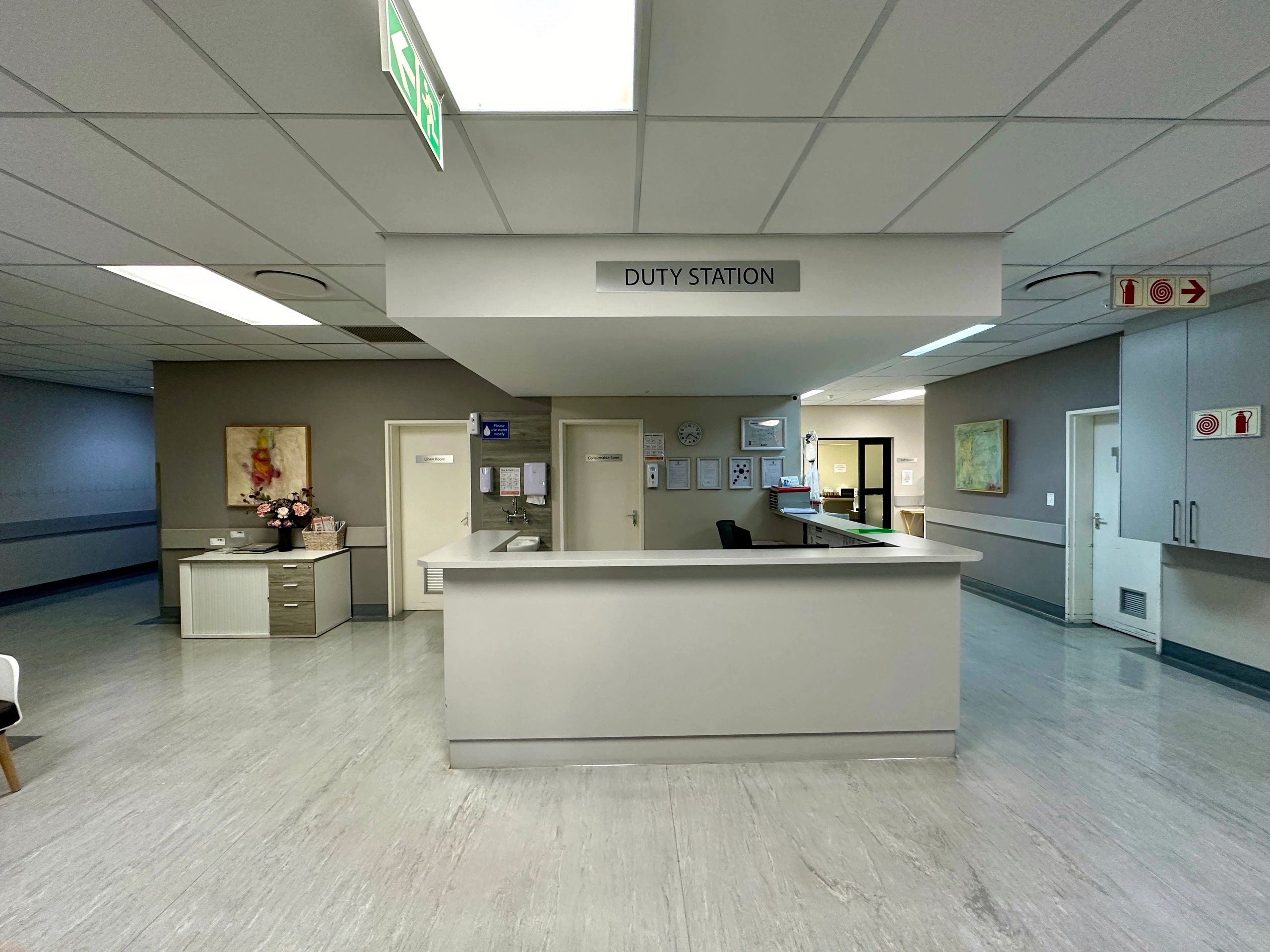 Hospital reception desk in a clean medical facility